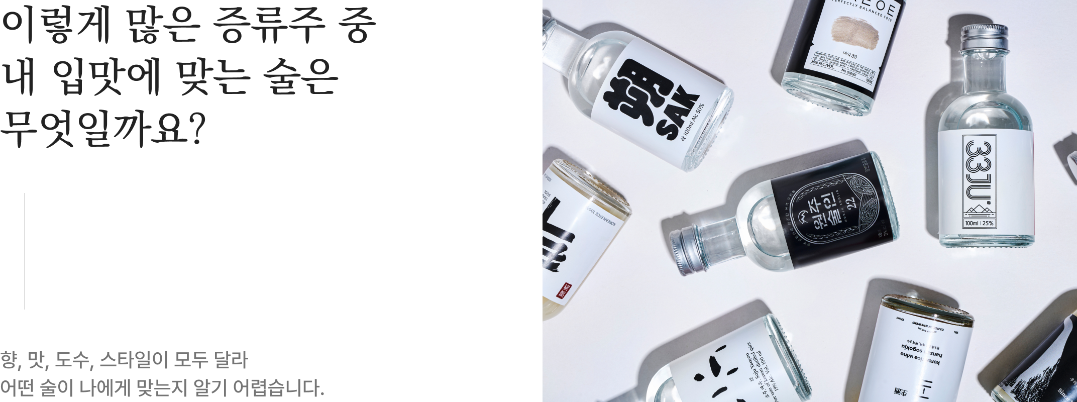 이렇게 많은 증류주 중 내 입맛에 맞는 술은 무엇일까요?